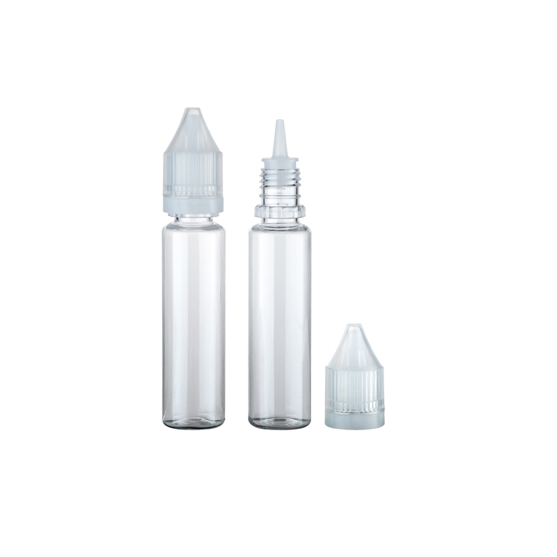 Pet04 20ml Fábrica de plástico Dispensador de mascotas Empaquetado Agua E-Juice Tornillo Tapa a prueba de manipulaciones Botellas de almacenamiento para muestra de aceite esencial