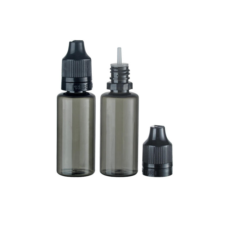 Dispensador de plástico para mascotas de fábrica de 20 ml, botellas de tapón de rosca de jugo electrónico de agua para muestra de aceite esencial
