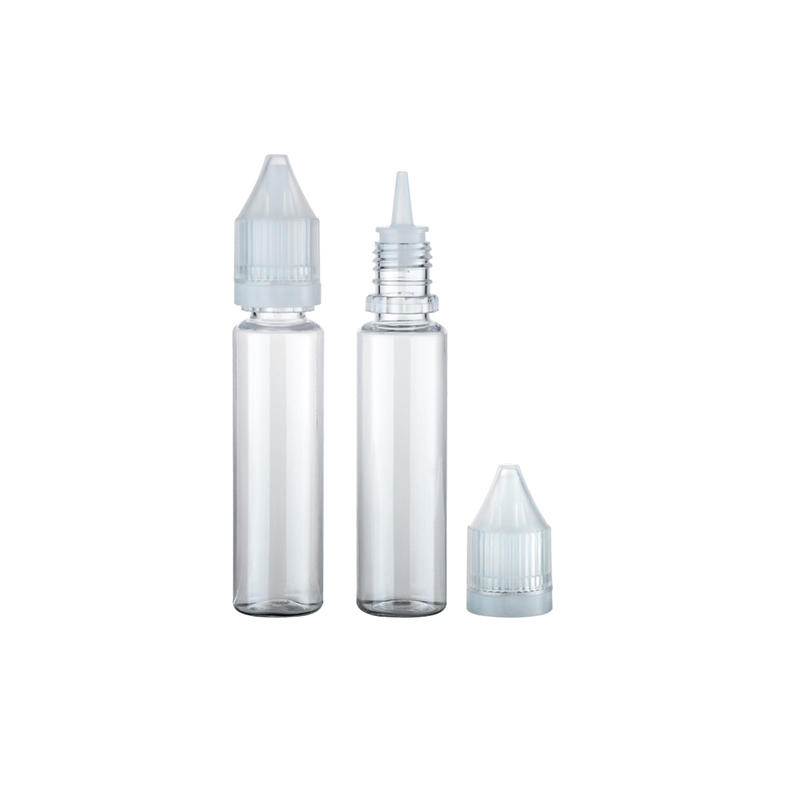 Pet04 20ml Fábrica de plástico Dispensador de mascotas Empaquetado Agua E-Juice Tornillo Tapa a prueba de manipulaciones Botellas de almacenamiento para muestra de aceite esencial